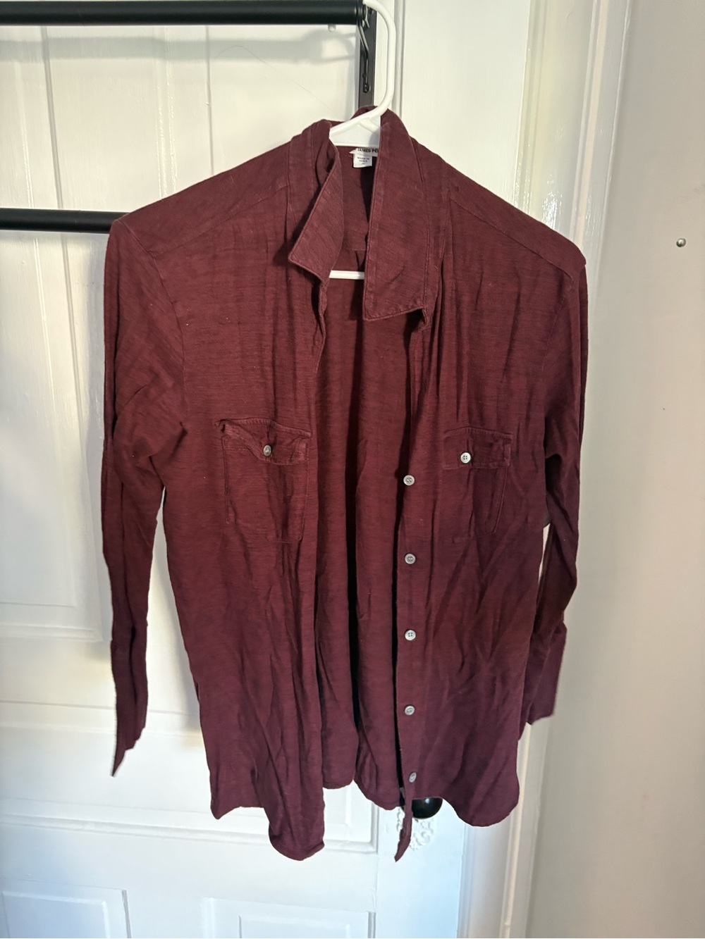 James Perse Deep Maroon Button-Front Shirt Jacket
